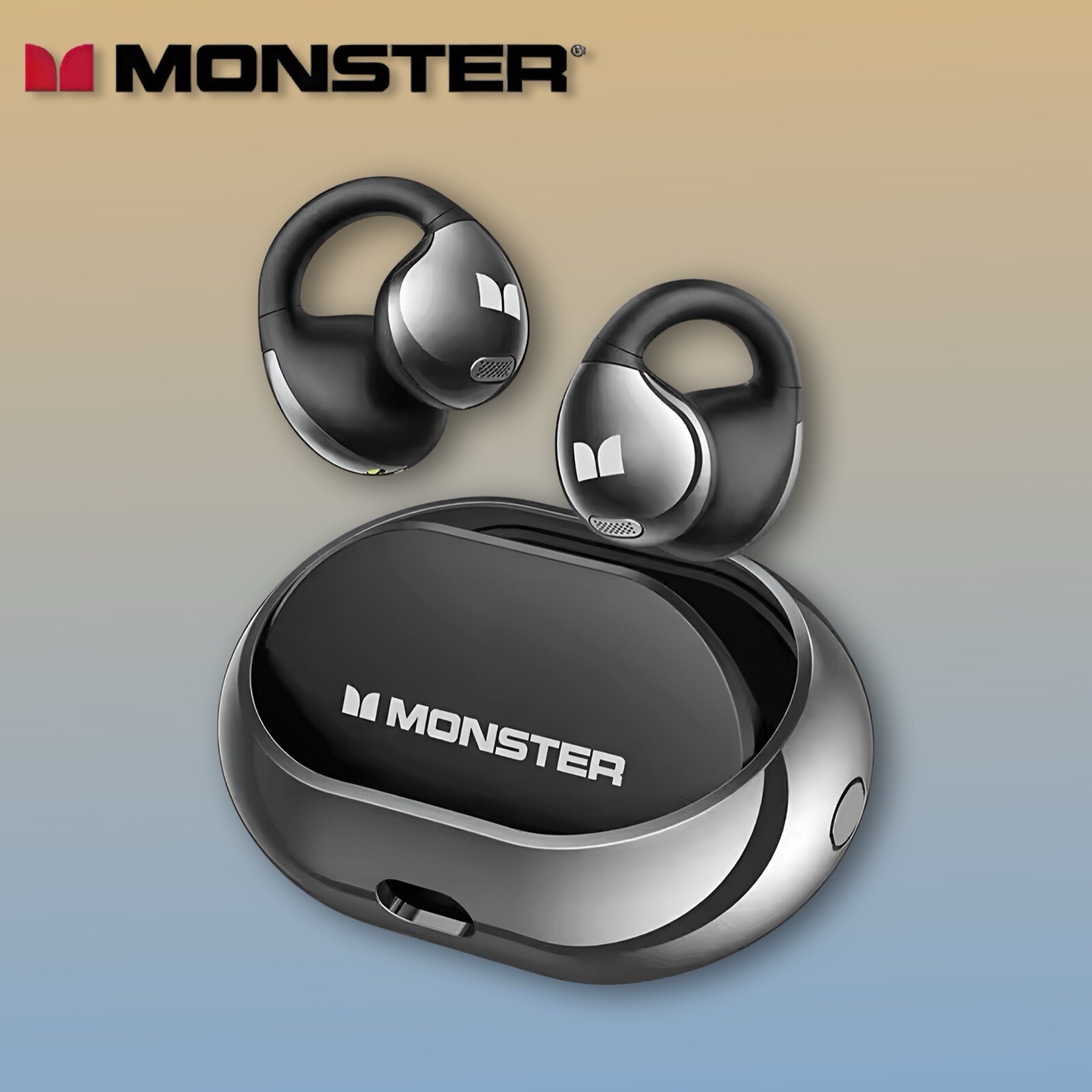 Monster Open Ear AC600 Earphones Bone Conduction Ear Clip Bluetooth 5.4 -Black