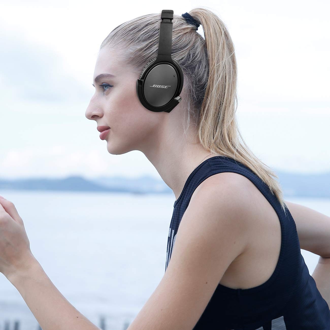 aptX Wireless Bluetooth Adapter for QC25 Headphones – Mic & Volume Control, Blac