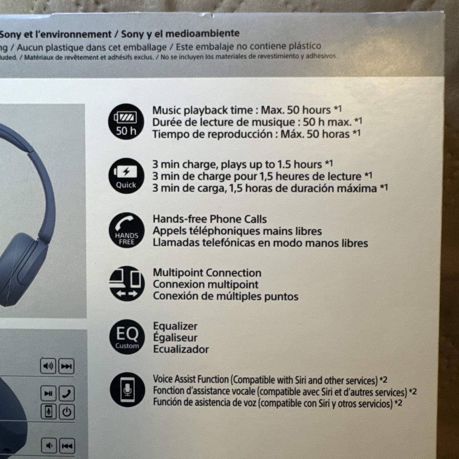 Sony WH-CH520 Wireless Headphones Bluetooth On-Ear Headset w/Microphone Blue NEW