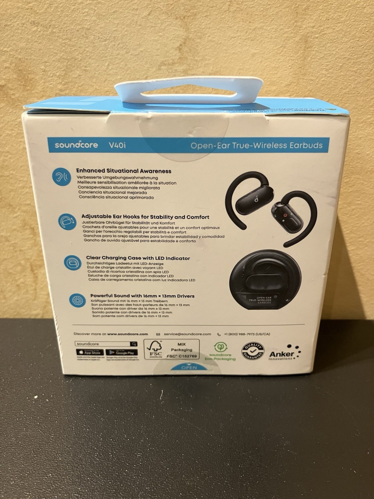 Soundcore V40i Open-Ear Headphone Crystal-Clear Design Richer Bass AI Clear Call