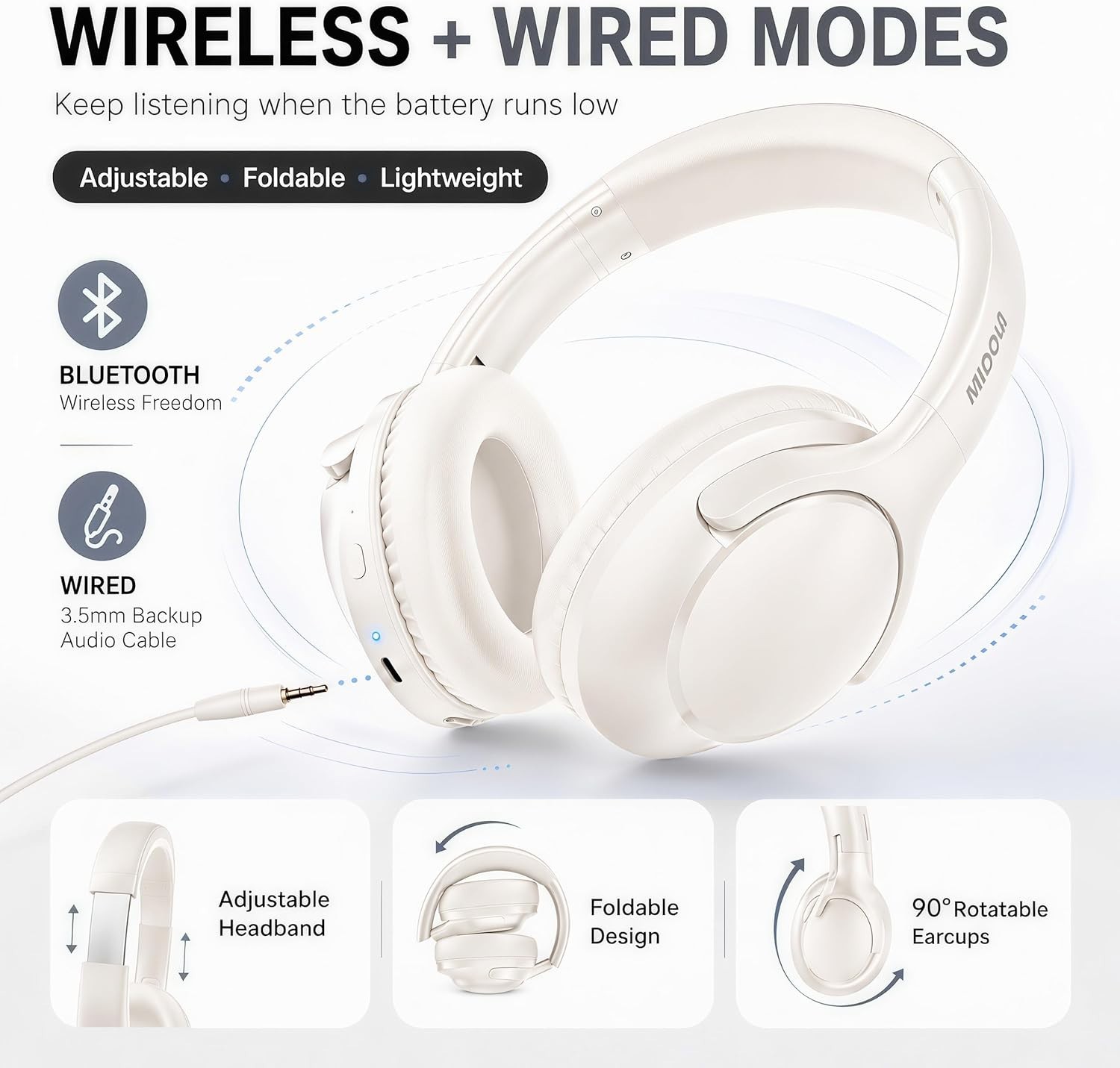 Comfortable Over-Ear Bluetooth Headphones with 68H Playtime & Sound Isolation