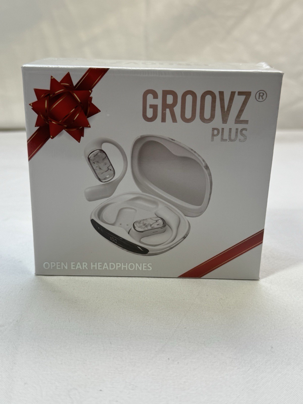 GROOVZ PLUS OPEN EAR HEADPHONES CHARGING CASE NIB SEALED WHITE MARBLE DESIGN