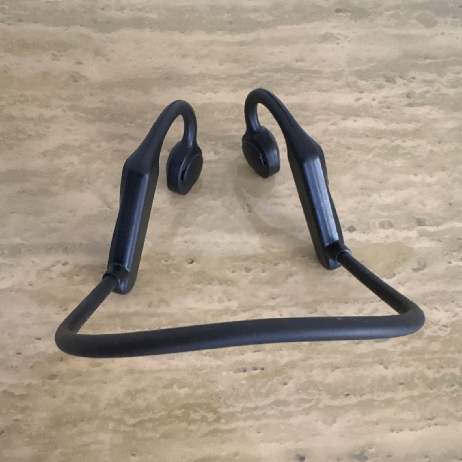 Black Wireless Bone Conduction Neckband Headphones Bluetooth Built-In Controls