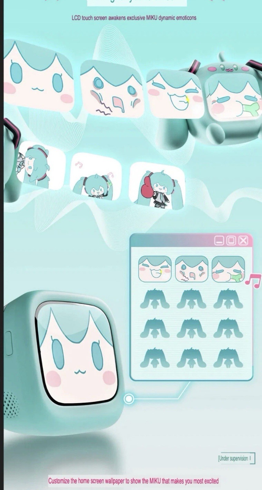 Anime Miku LCD BT Headphones Touch Screen iPhone Android