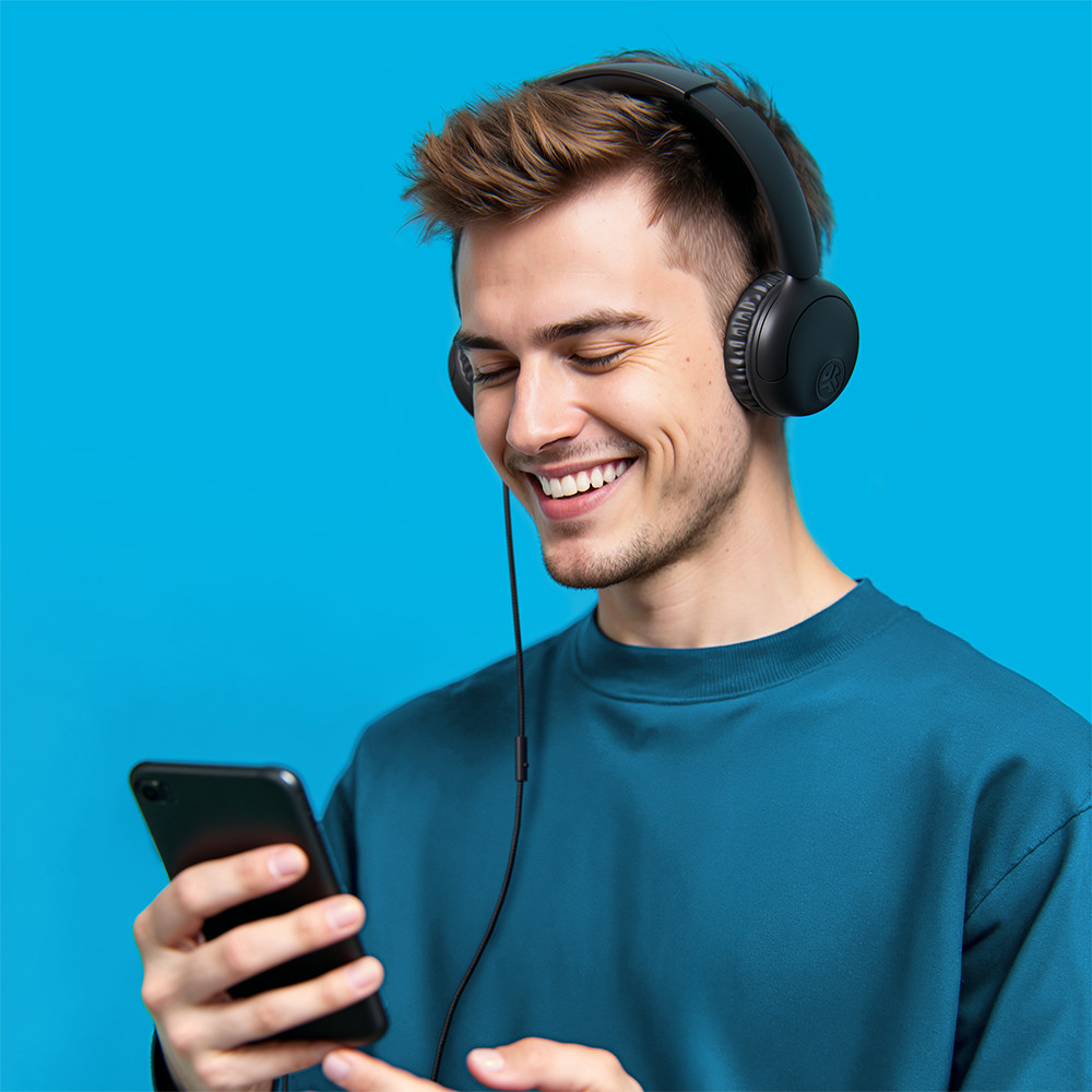 JLab Studio 2 On-Ear Wired Headphones with Mic Black Foldable Freeships