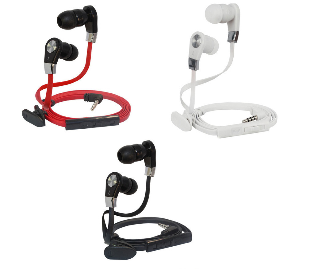 3.5mm In-Ear Headphone Noodle Earphone Flat Earbud Headset For Samsung iPhone
