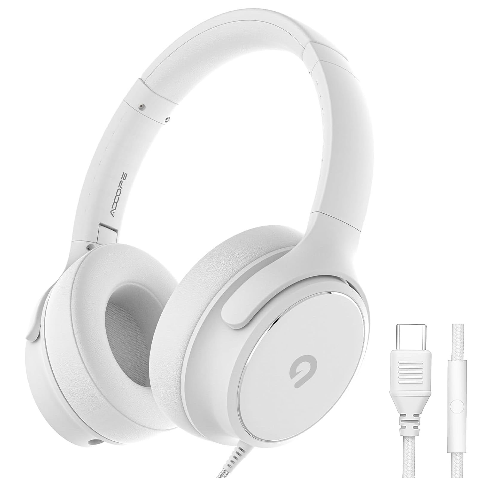 Adope AD1000Type-C USB-C Wired Over-Ear Headphones Double Earpieces White
