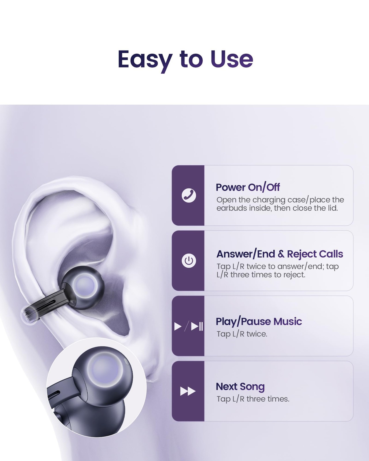 Mojawa Starclip Open-Ear Wireless Bluetooth Headphones Clip-On Earbuds Soft