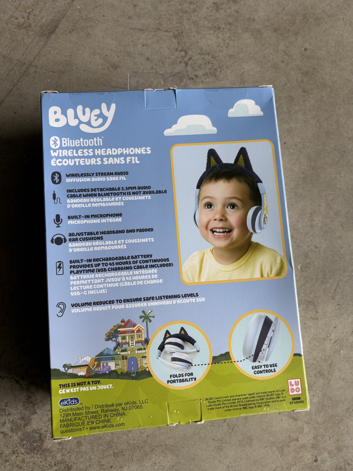 Bluey Bluetooth Wireless Headphones for Kids w/ Volume Limit & Detachable Cable