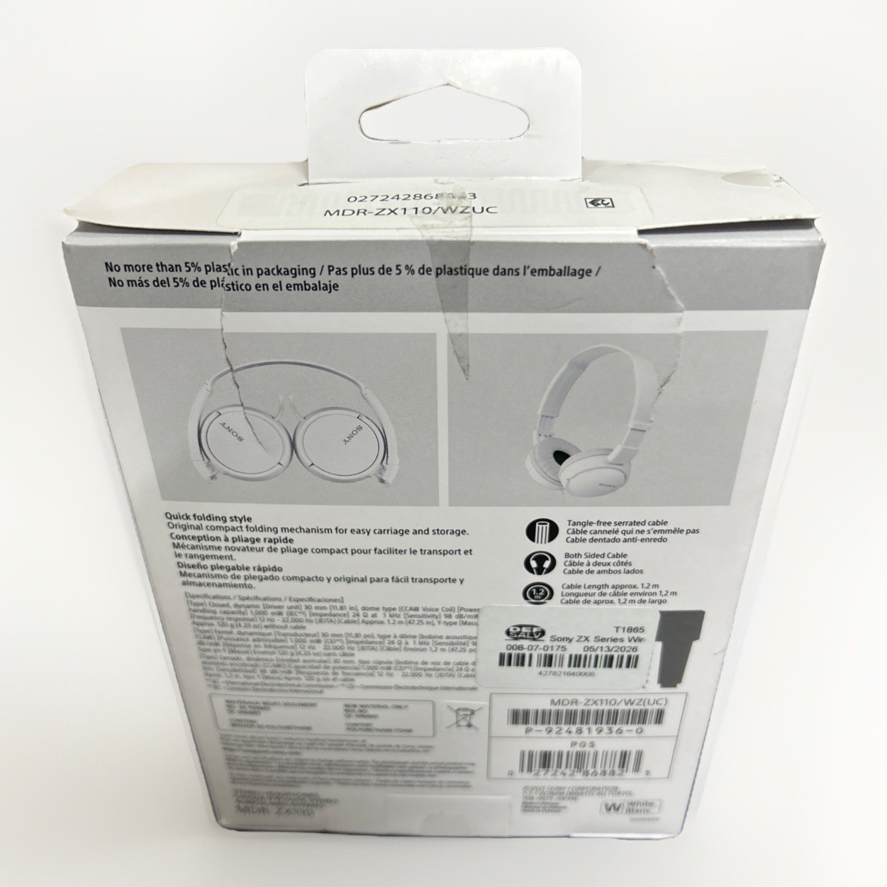 Sony MDR-ZX110 Ear-Pad (On the Ear) Headband Headphones – White