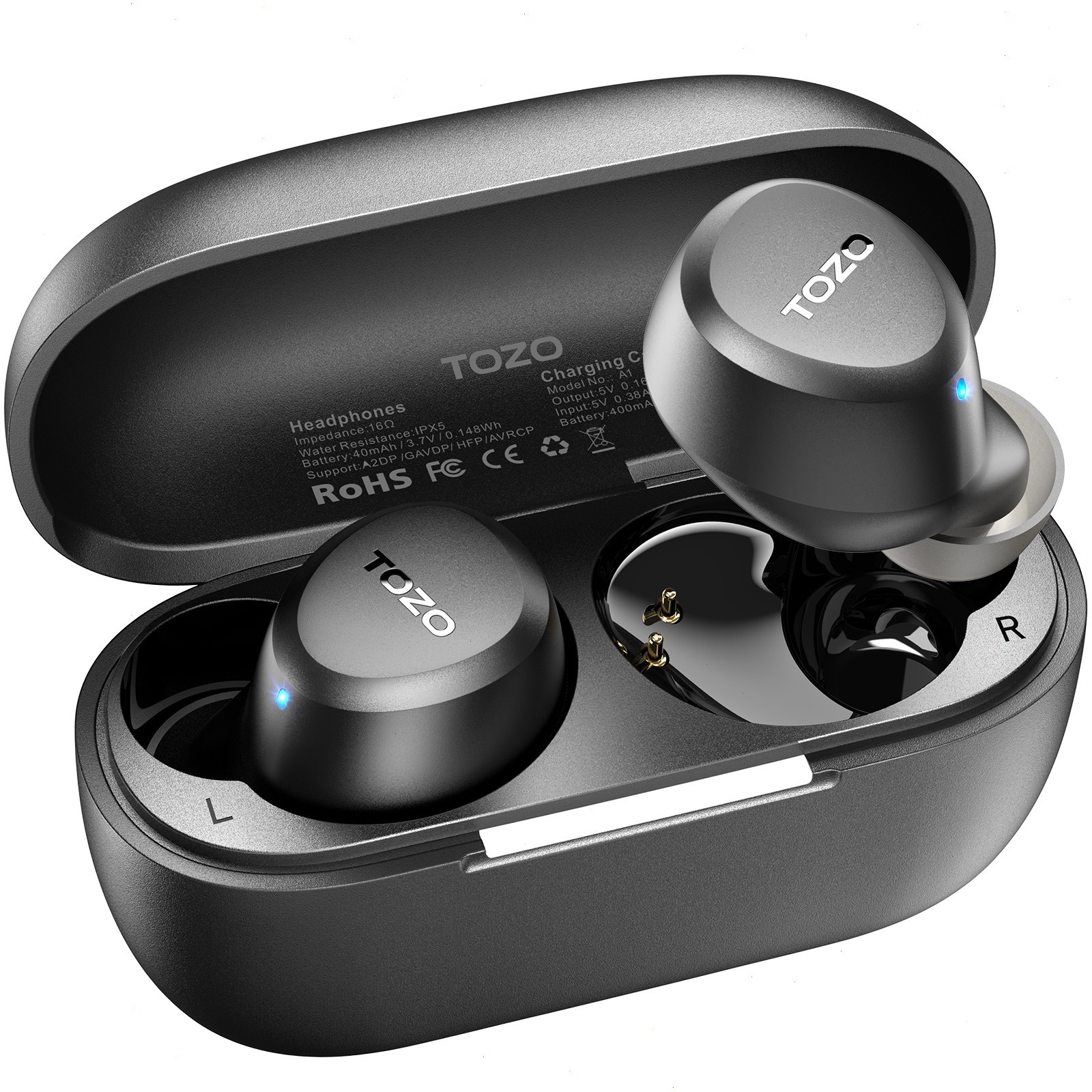 TOZO – A1 Lightweight Wireless Earbuds Headphones, Black – Refurbished