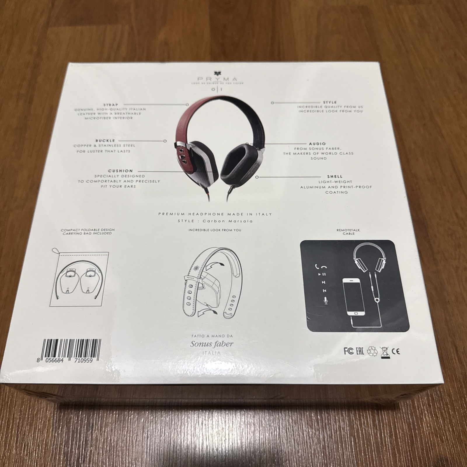 SONUS FABER PRYMA Headphone Carbon Black W. Brown Leather Band NEW