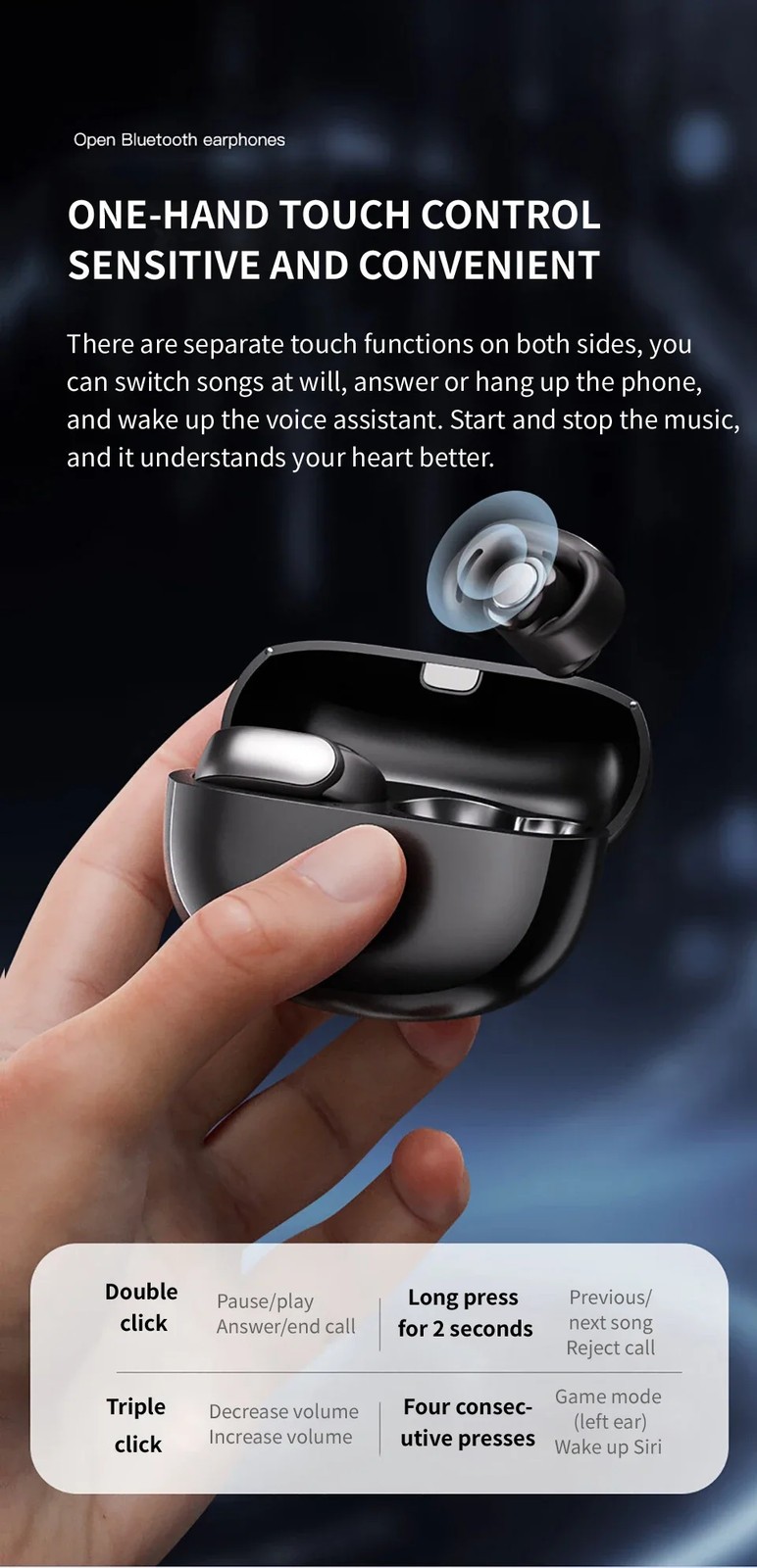 Ultra Open Earbuds True Wireless Open Earbuds – Black White USA