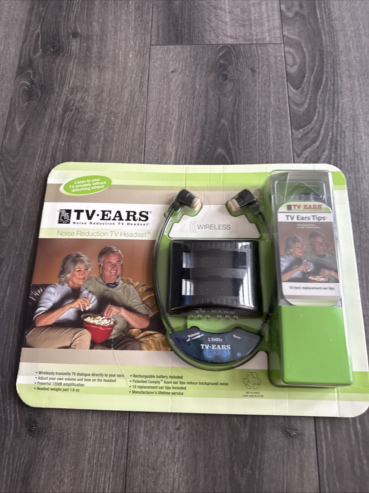 TV Ears Noise Reduction wireless TV Headset ,sealed w 10 replacement ear tip