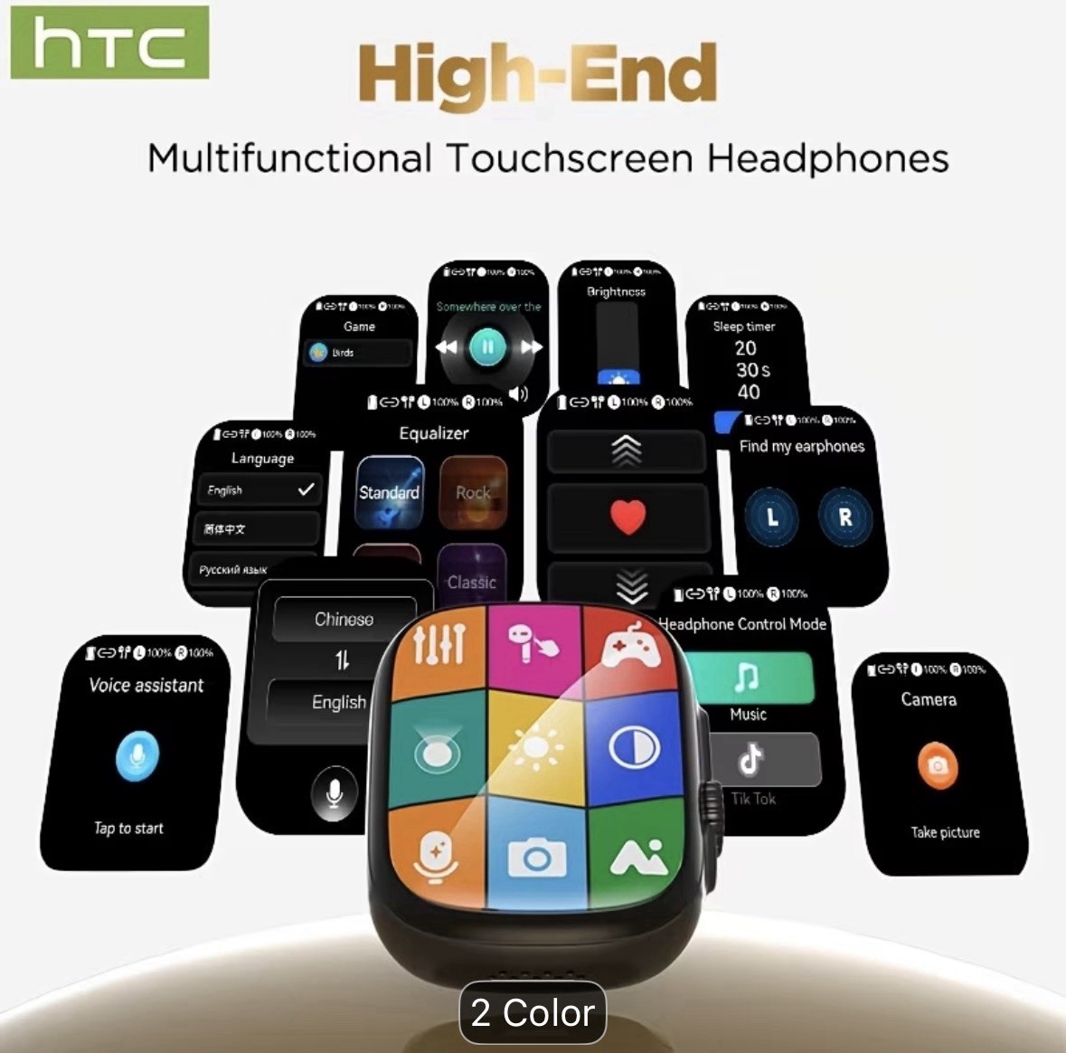 HTC NE72 AI Translator Open-Ear Wireless Headphones 134 Languages Translation