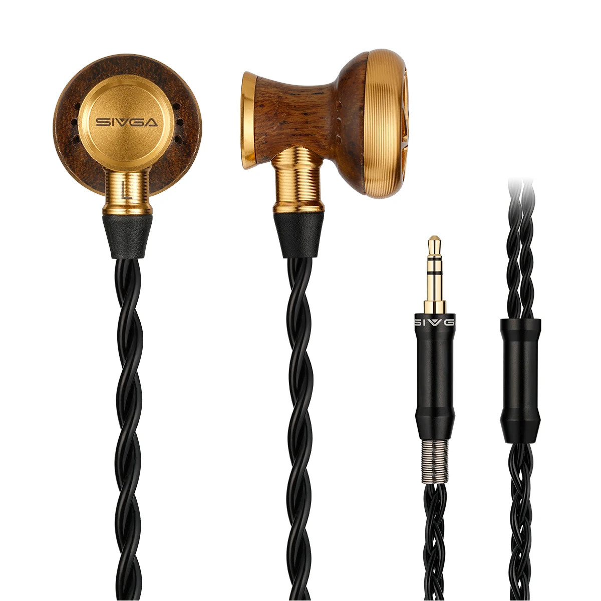 SIVGA M300 HiFi Wired Earbuds 15.4mm Dynamic Driver Ebony Wood In-Ear Headphones