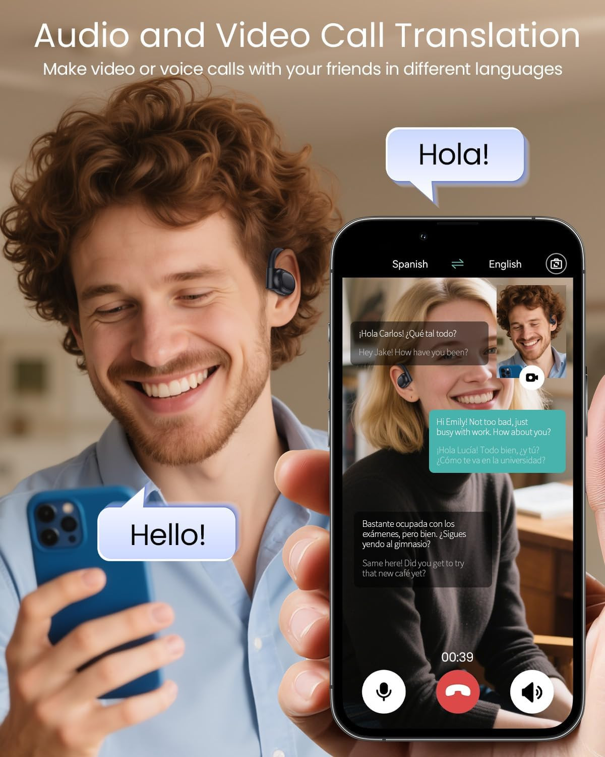 AI Translation Earbuds Real Time 164 Languages 80H Playtime Translator Ear Buds