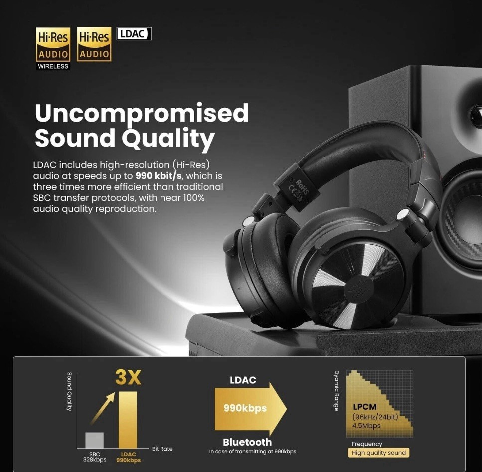 OneOdio Studio Max 1 Wireless Over-Ear DJ Headphones, 120H Playtime