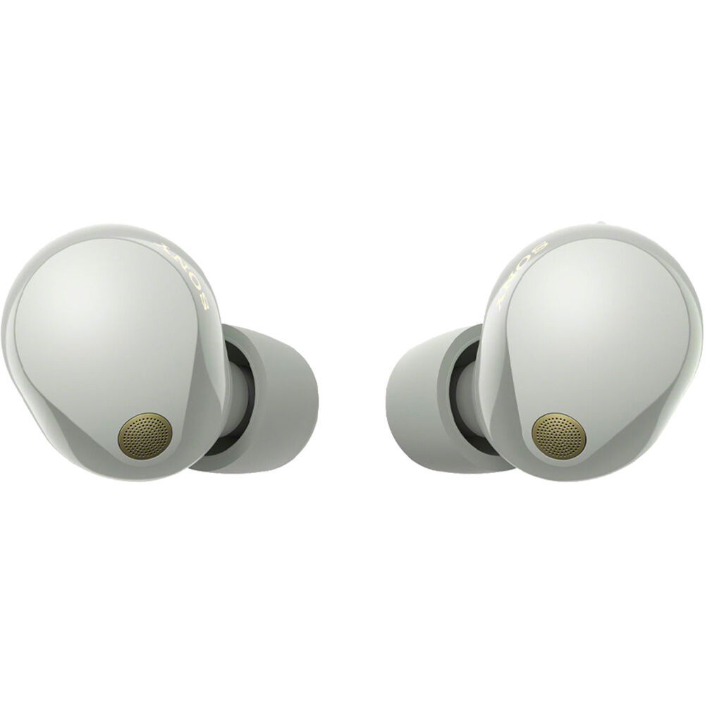 Sony Noise Canceling Truly Wireless Earbuds, Silver + Accessories + Warranty Kit