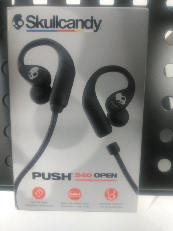 Skullcandy Push 540 Open Open-Ear Earbuds Black Wireless Secure Fit 42Hr Battery