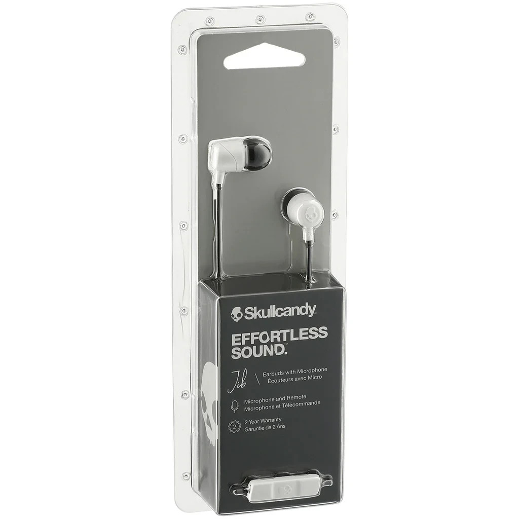 Skullcandy MIC1 Jib Earbuds Wired 3.5mm with Microphone Call & Track White/Black