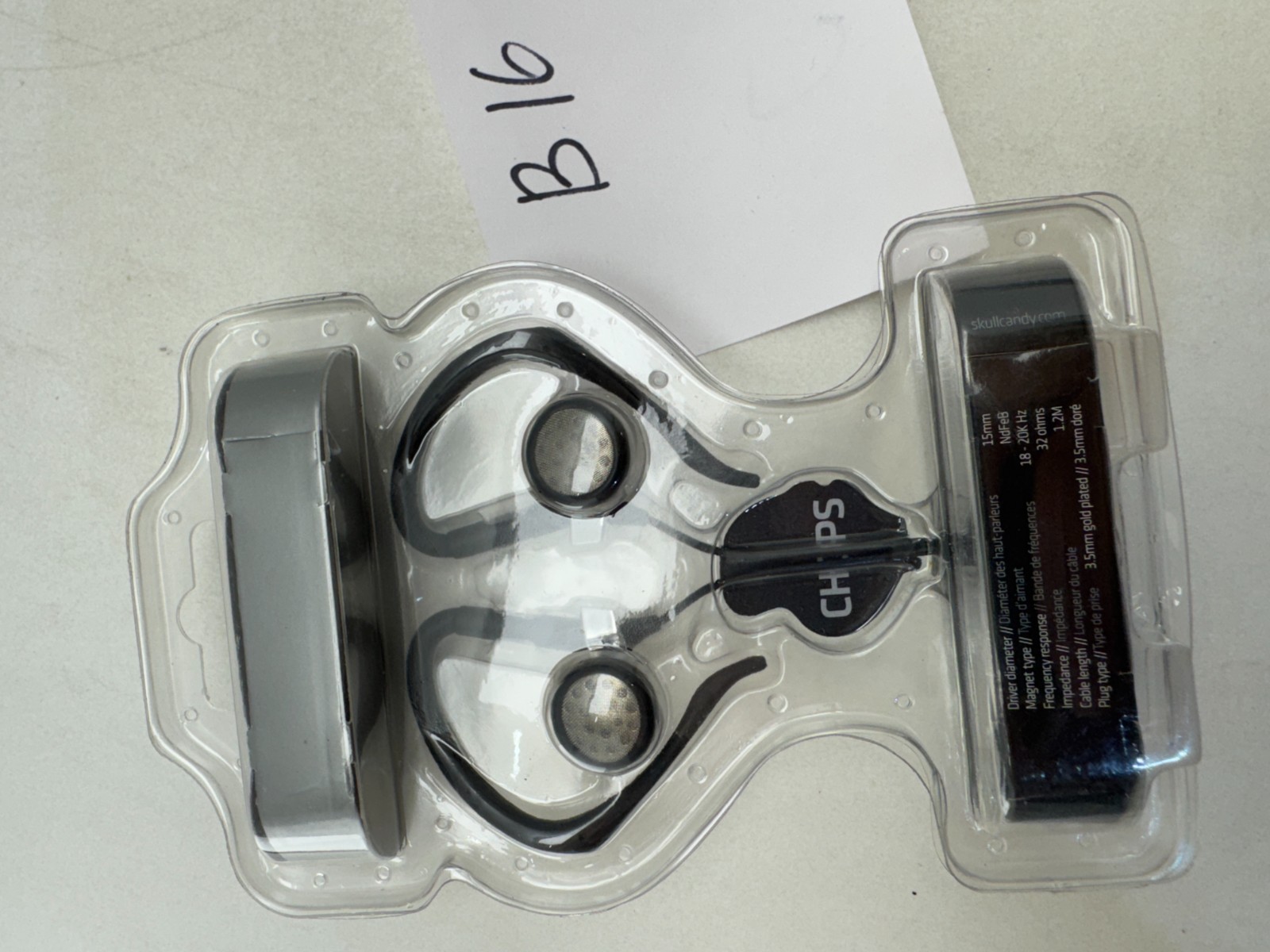 Vintage Skullcandy Chops Earbuds Silver Black Active Grip Sport Headphones New N