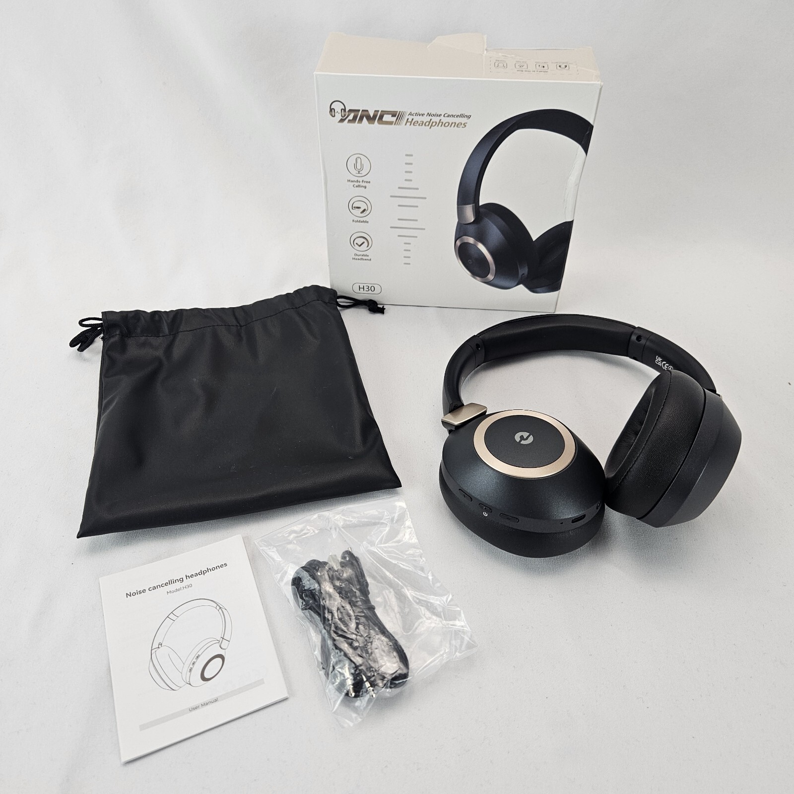 Active Noise Cancelling Headphones 100H Playtime Headphones Wireless Bluetooth B