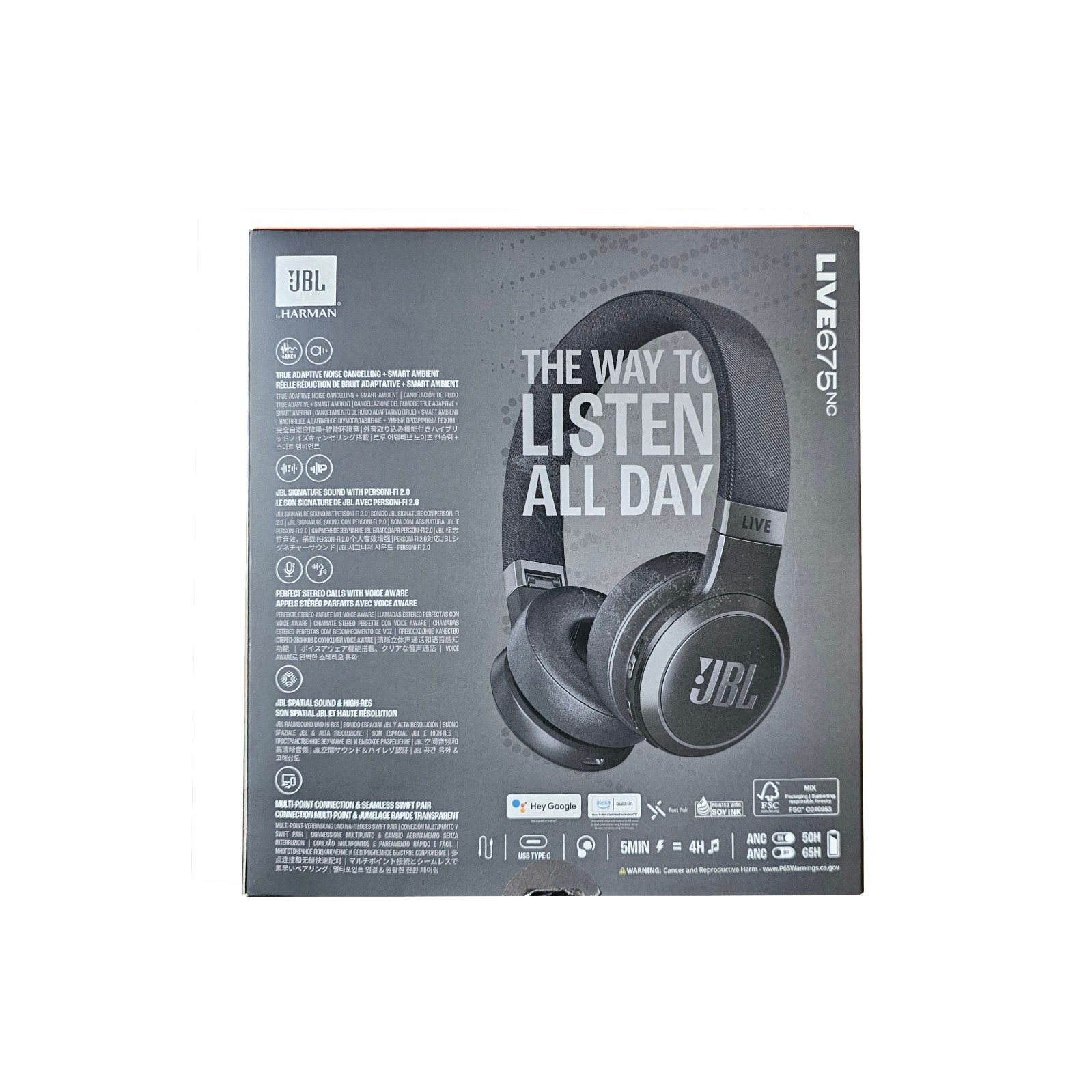 JBL LIVE675NC Wireless on-ear Headphones 65 HR – Open Box