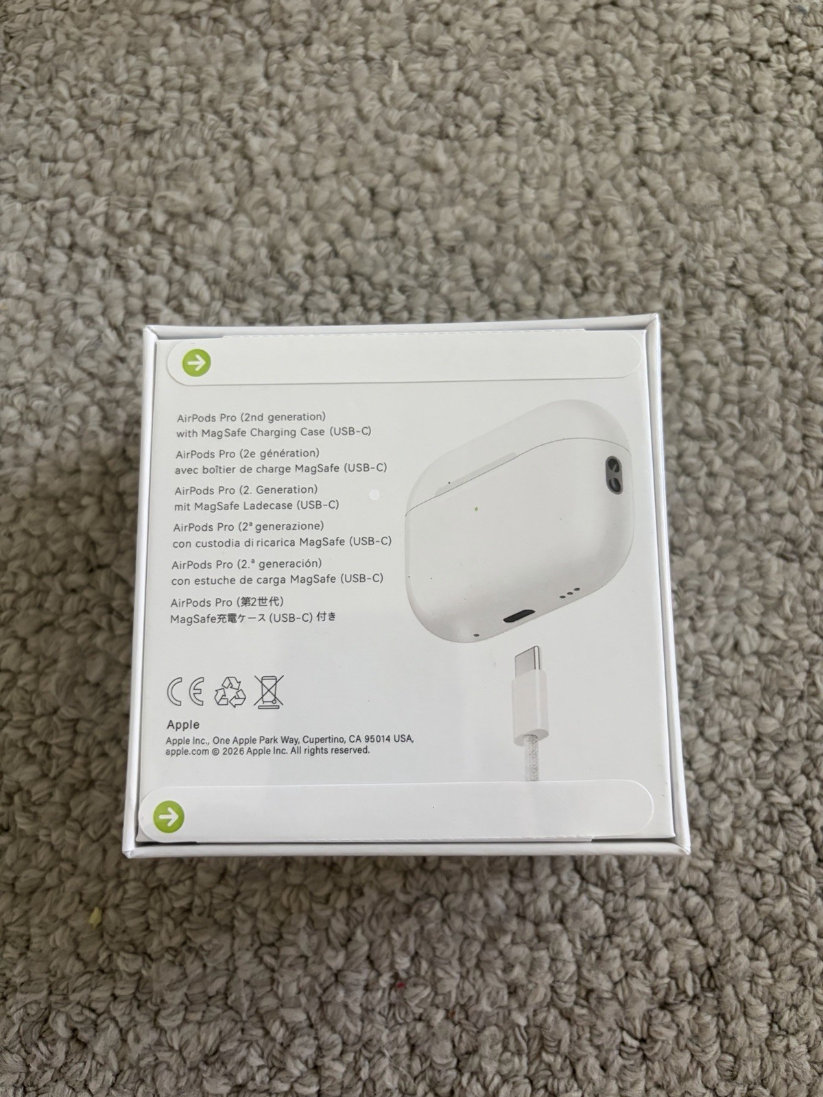 Apple AirPods Pro 2nd Gen White Earbuds w/ MagSafe Case USB-C Bluetooth