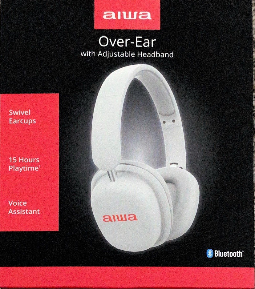 Aiwa Bluetooth Over-Ear Wireless Headphones w/ Adjustable Headband, 15H Playtime