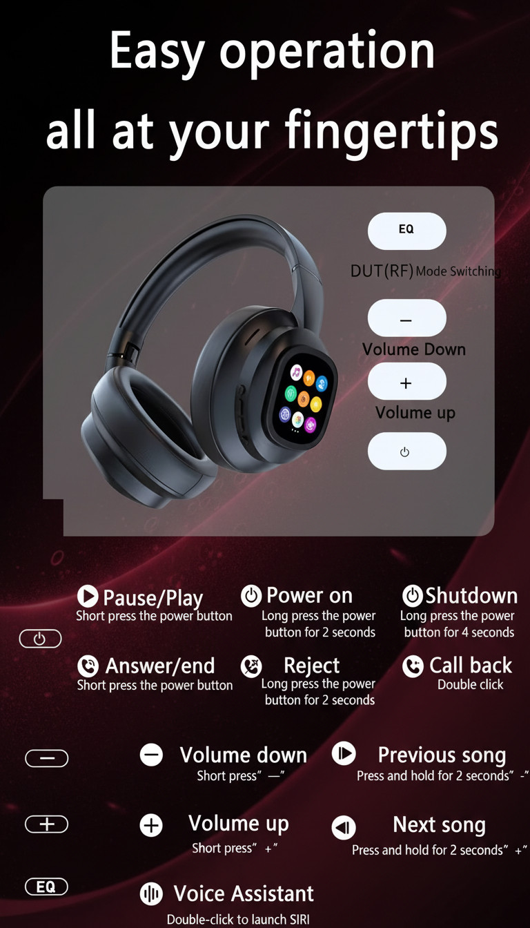 AI Headphones with Detachable Screen – 115-Language Real-Time Translation, Hy…