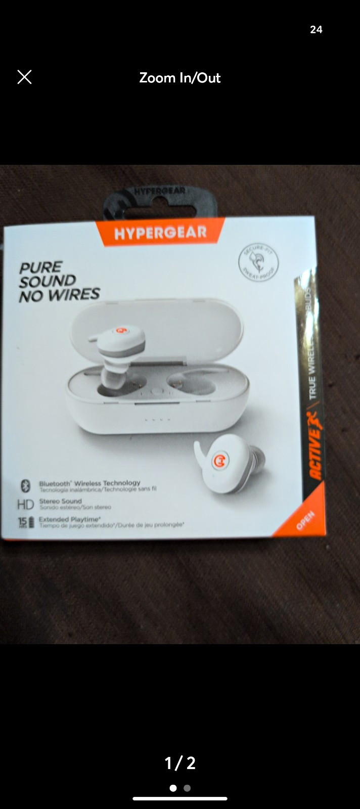 HyperGear ActiveX True Wireless Bluetooth In-Ear Earbuds Mic Sweat-Proof White