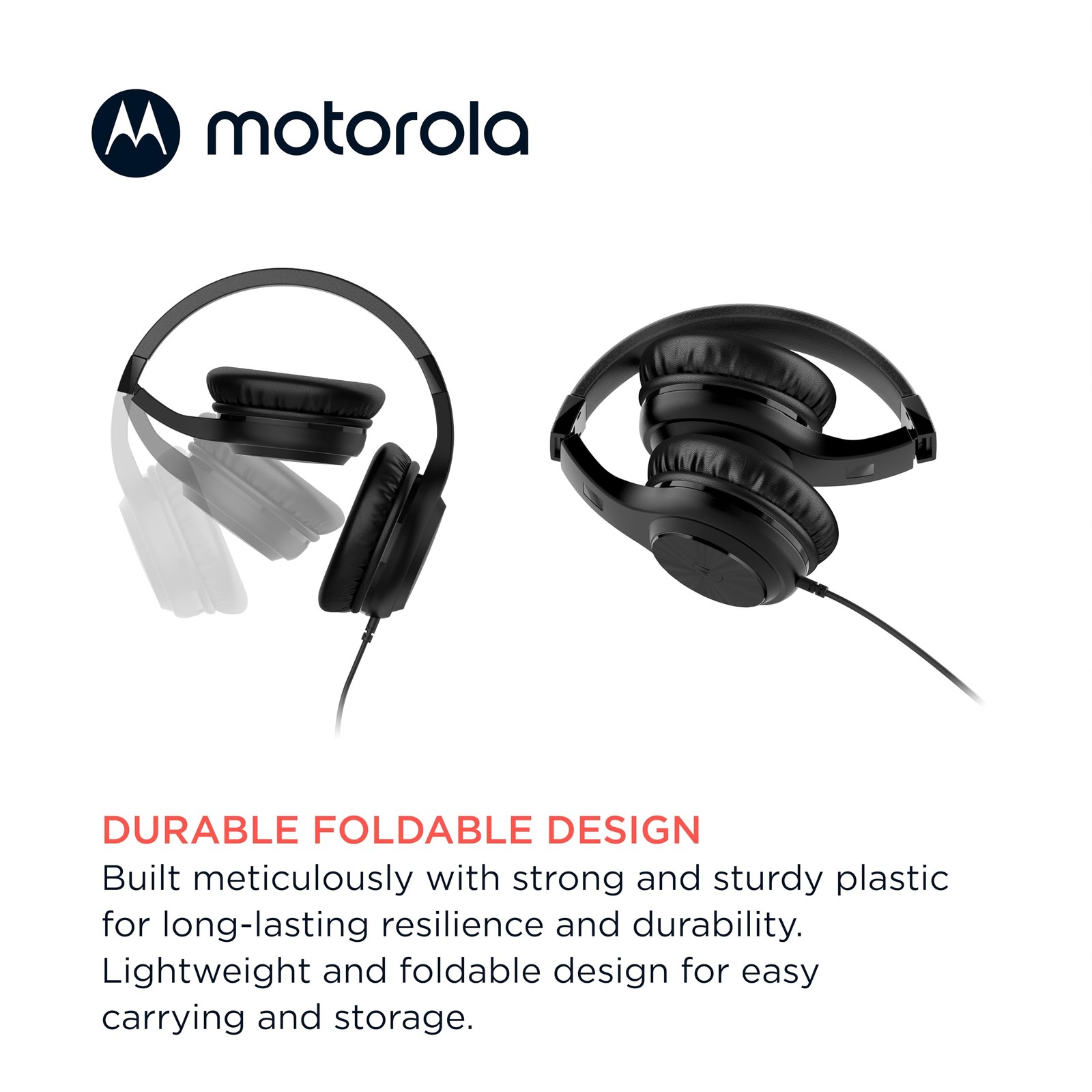 Moto XT120 Over Ear Headphones Wired with Microphone, in-Line Command Control…
