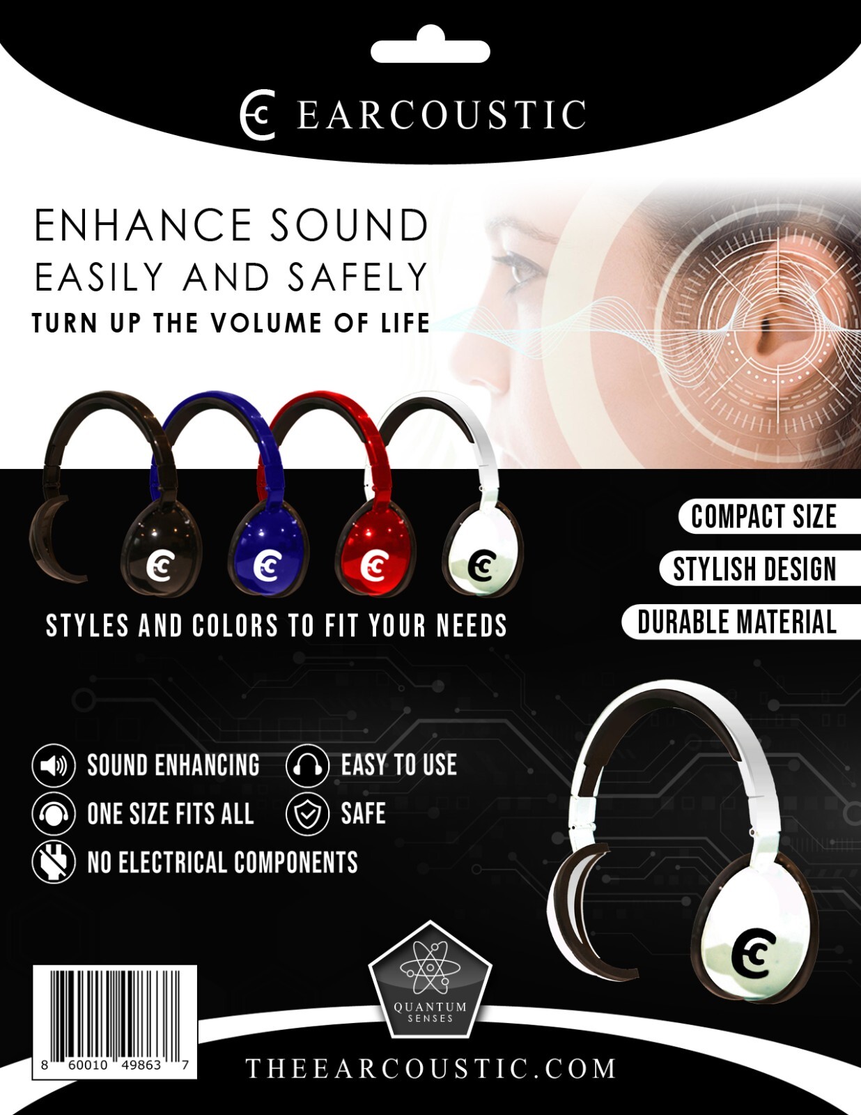 Earcoustic Headphones “Readers For Your Ears”, Hearing Aid Headphones