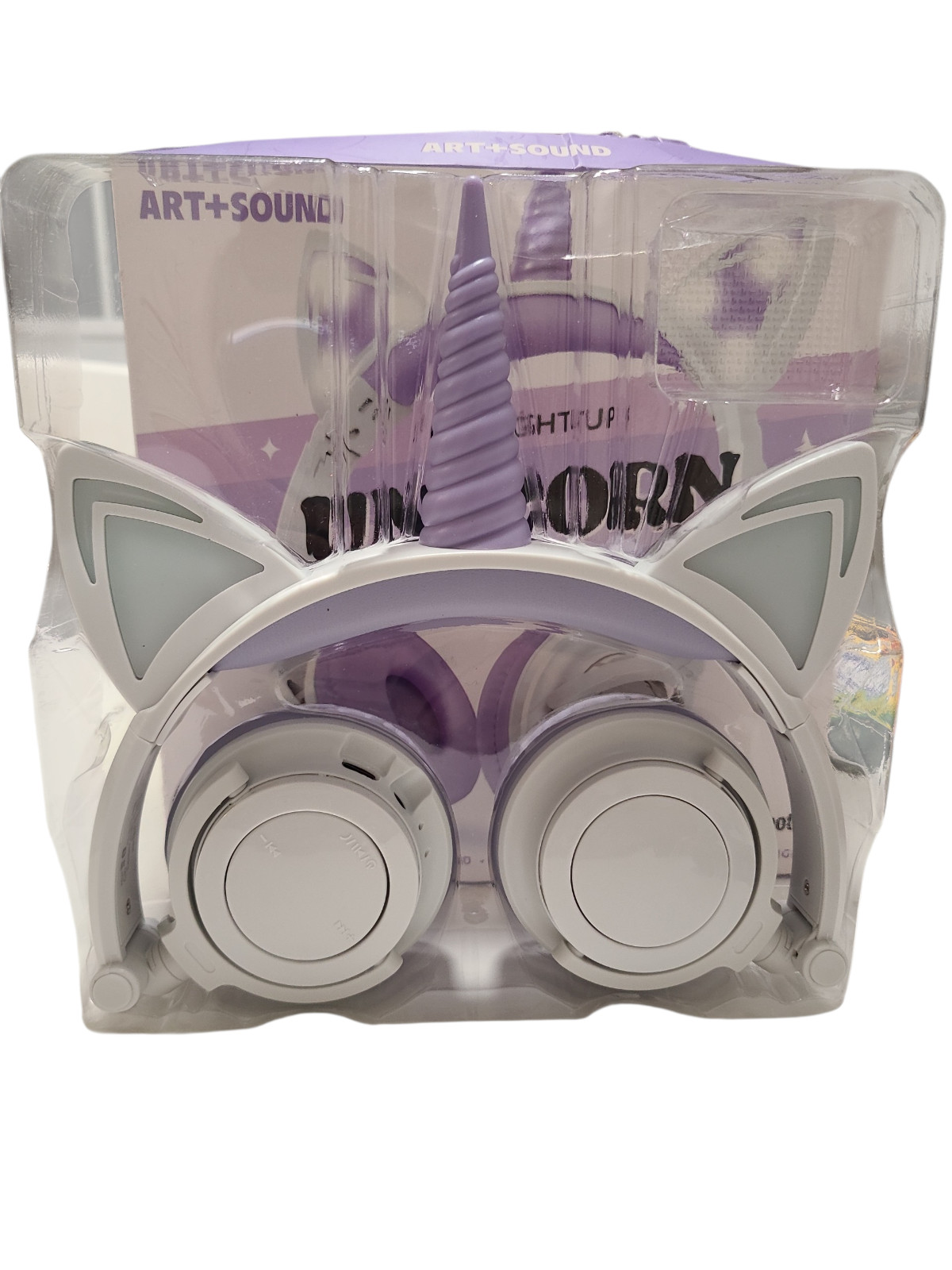 ART+SOUND LED Light Up Unicorn Bluetooth Wireless / Wired Headphones Adjustable