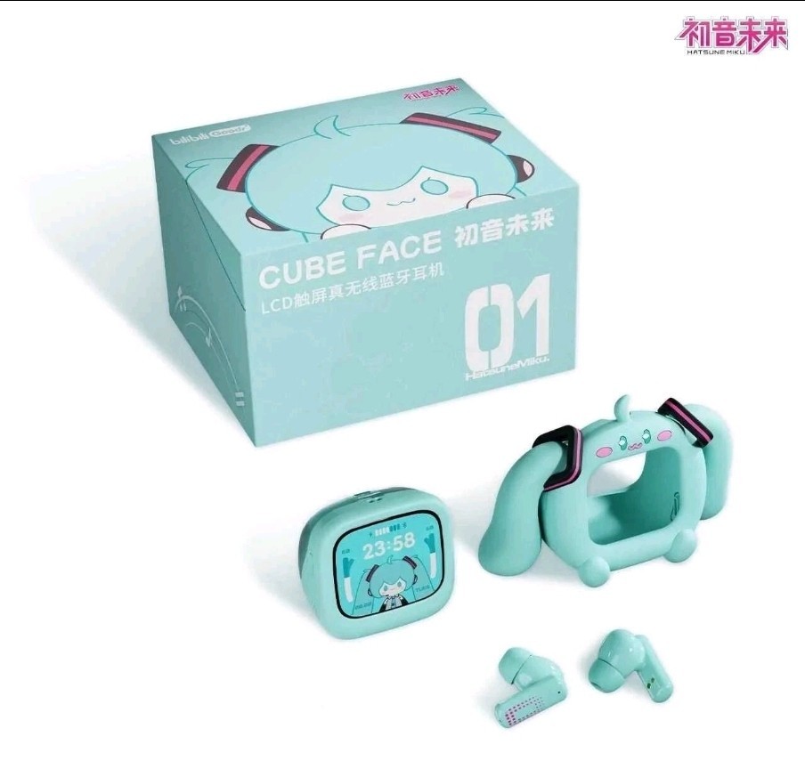 Anime Miku LCD Bluetooth Headphones Touch Screen iPhone Android Hatsune Earbuds