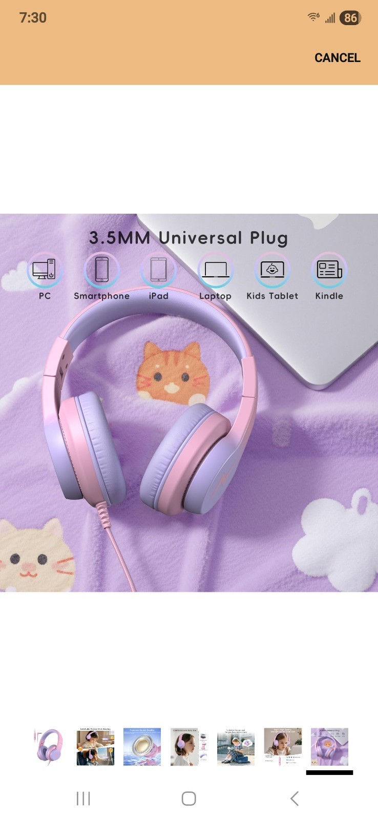 Candy Bila Wired Headphones Pink & Gray 3.5mm Jack Headband Over-Ear