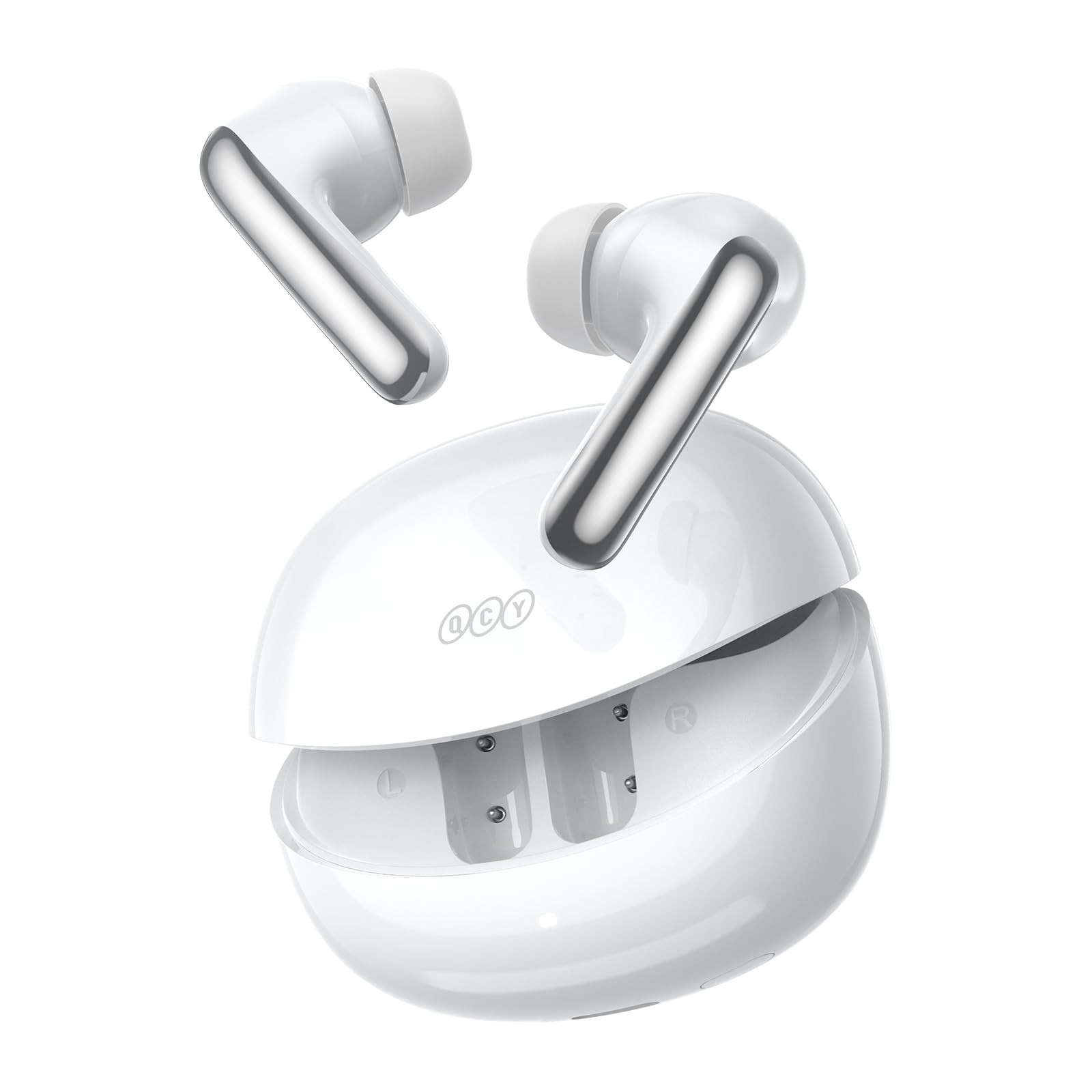 QCY MeloBuds N60 Active Noise Cancelling Wireless Earbuds, 56dB ANC Ear White