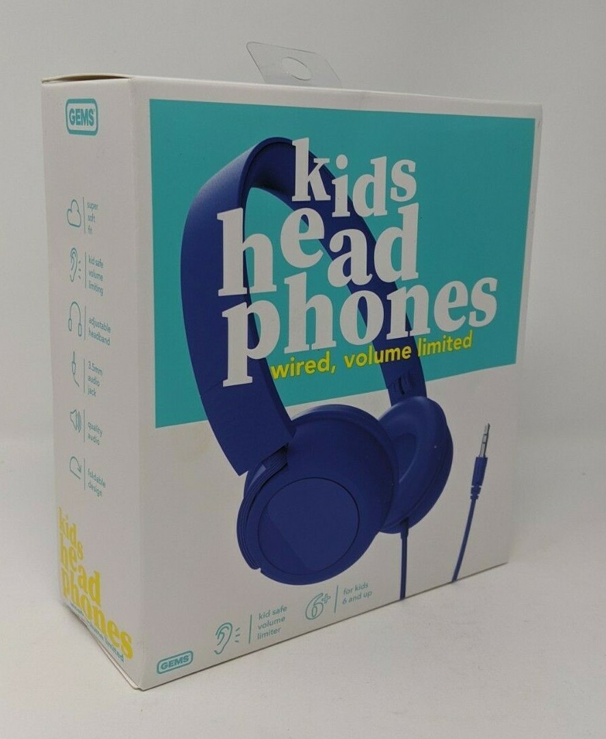 Gems Kids Wired On-Ear Headphones, Adjustable, Foldable, 3.5mm Audio Jack