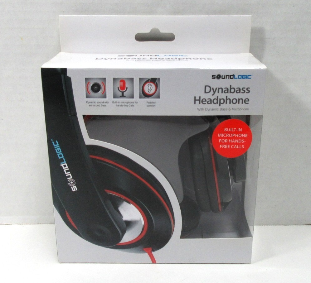 NEW SOUNDLOGIC DYNABASS HEADPHONE WITH MICROPHONE SEALED BOX