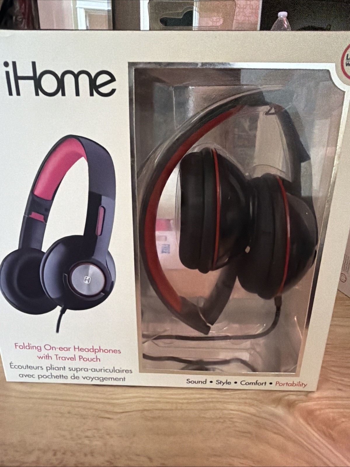 Brand New iHome iB45 On-Ear Folding Headphones with Travel Pouch Red