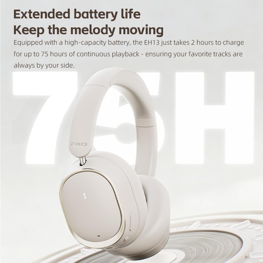 FiiO EH13 Wireless ANC Bluetooth Headphones, 42dB Hybrid ANC, (Black)