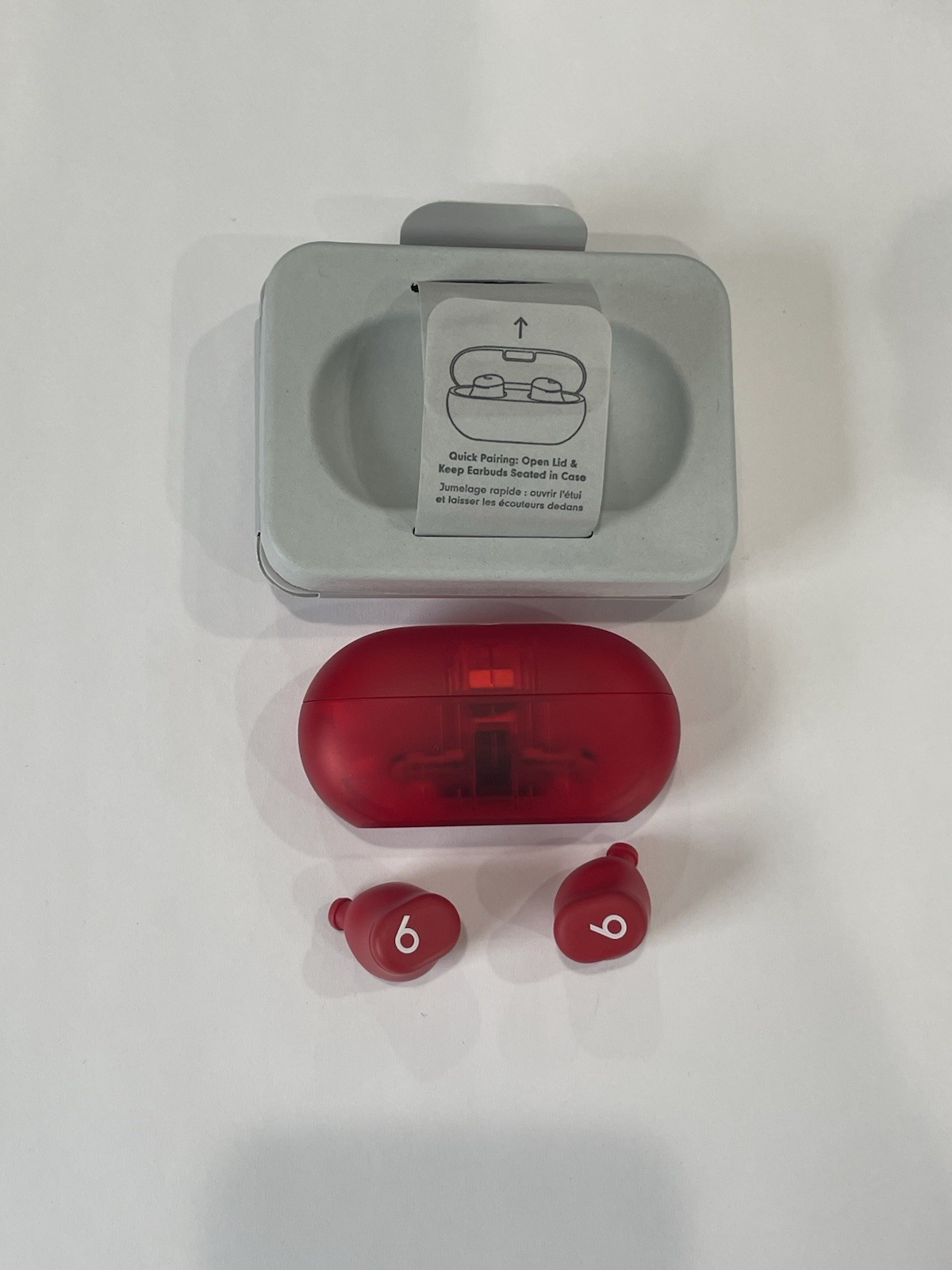 Beats by Dr. Dre Solo Buds Transparent Red In Ear Headphones – VERY GOOD