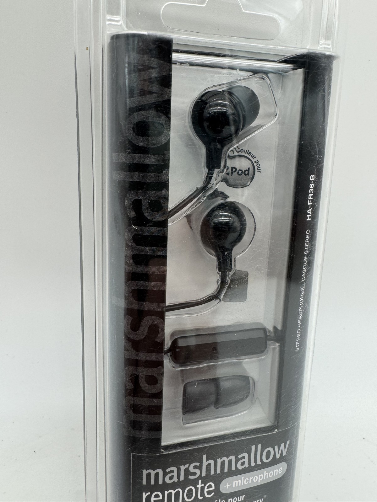 JVC Marshmallow Remote HA-FR36-B In-Ear Headphones with Mic for iPhone iPod iPad