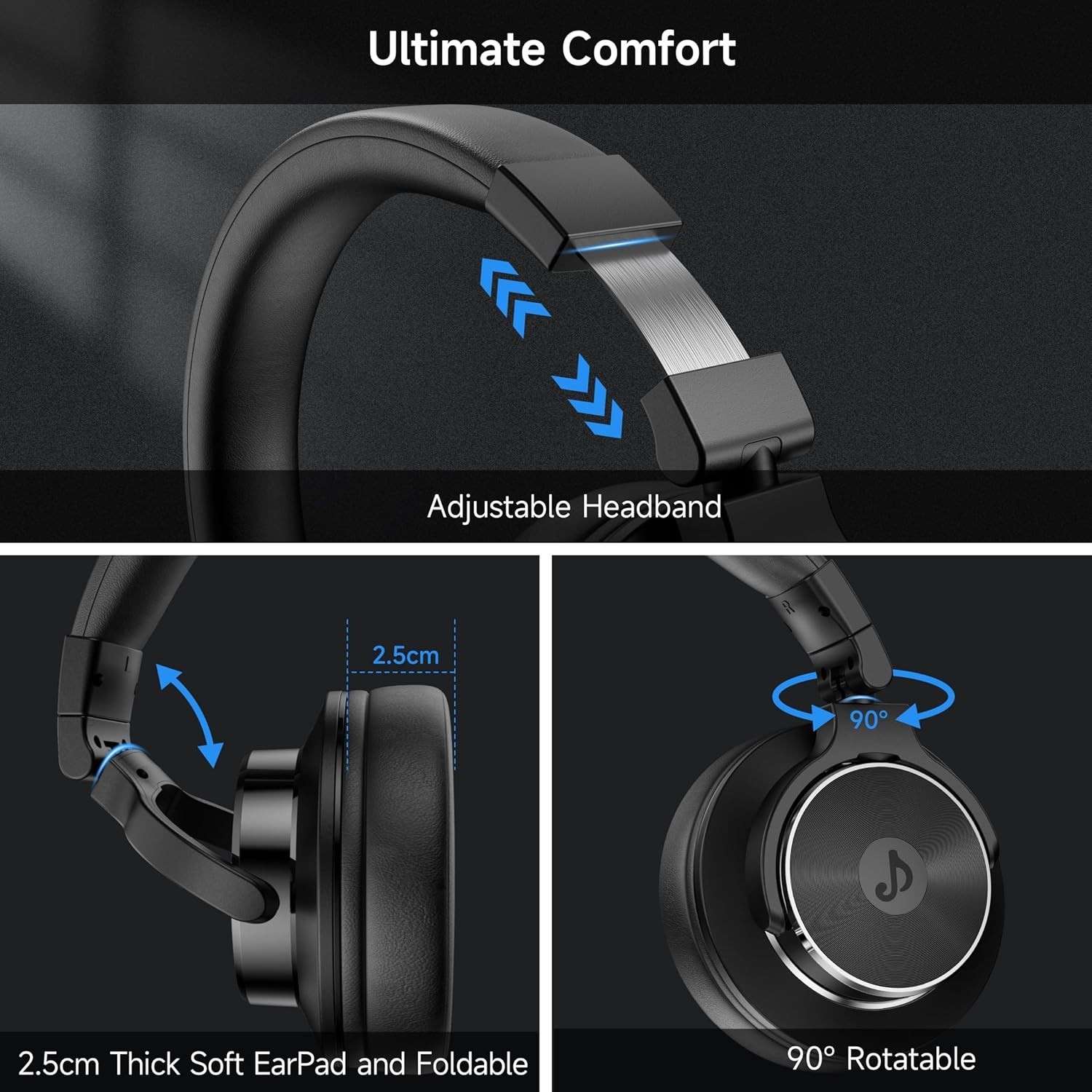 Professional Studio Headphones with 50mm Neodymium Drivers for DJs & Podcasters