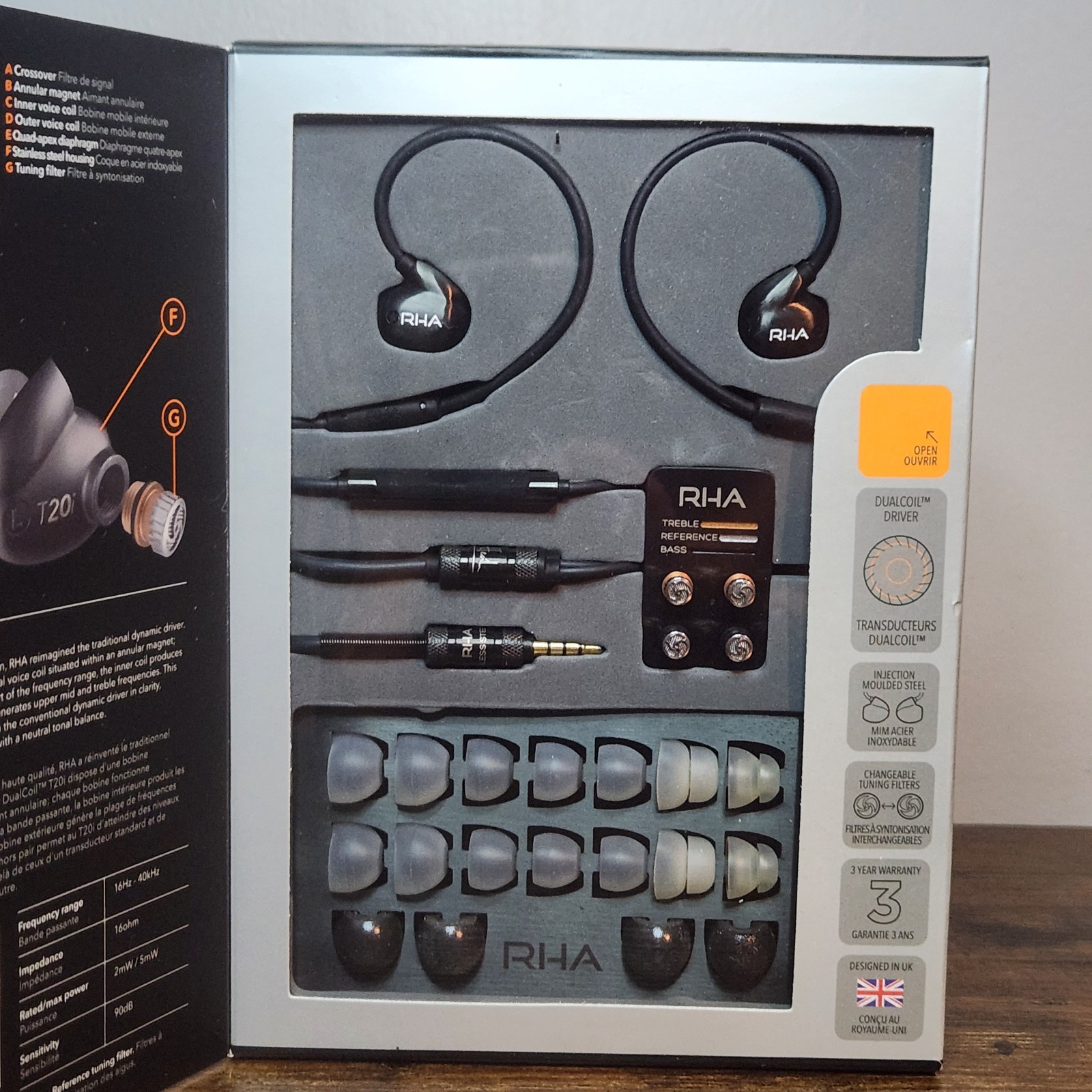 RHA T20i High‑Fidelity Noise‑Isolating Dual‑Coil In‑Ear Headphones – NIB
