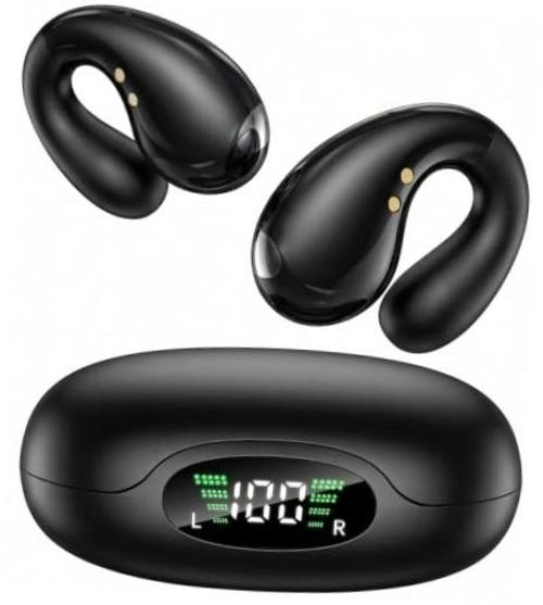 Ultra Open Ear Earbuds – Ergonomic Clip-On Earbuds, Small Bone Onyx Black