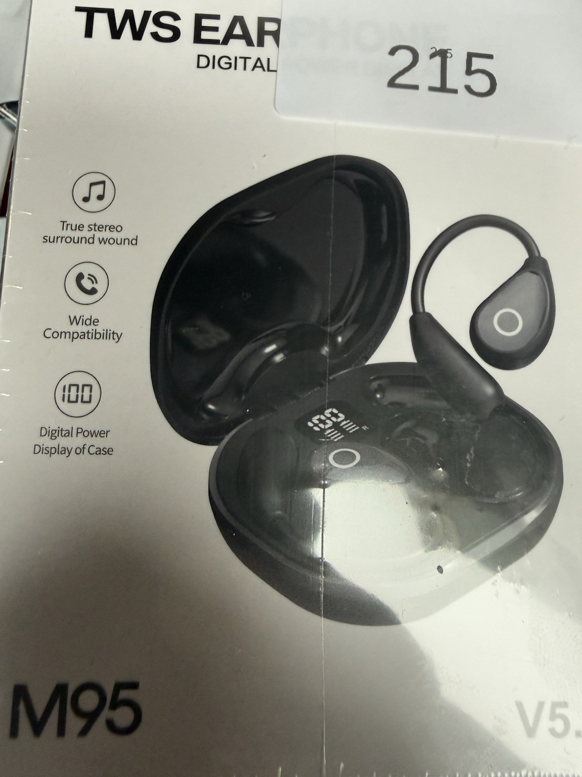 Tws M95 V5.0 True Stereo Wireless Earbuds Black Bluetooth Digital Power Display