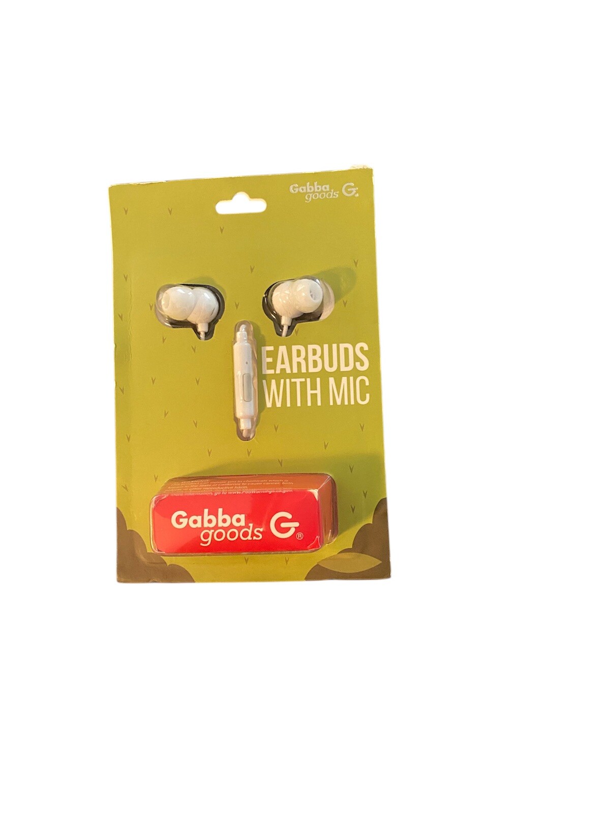 Gabba Goods Pug Dog Earbuds with Mic. White Cable