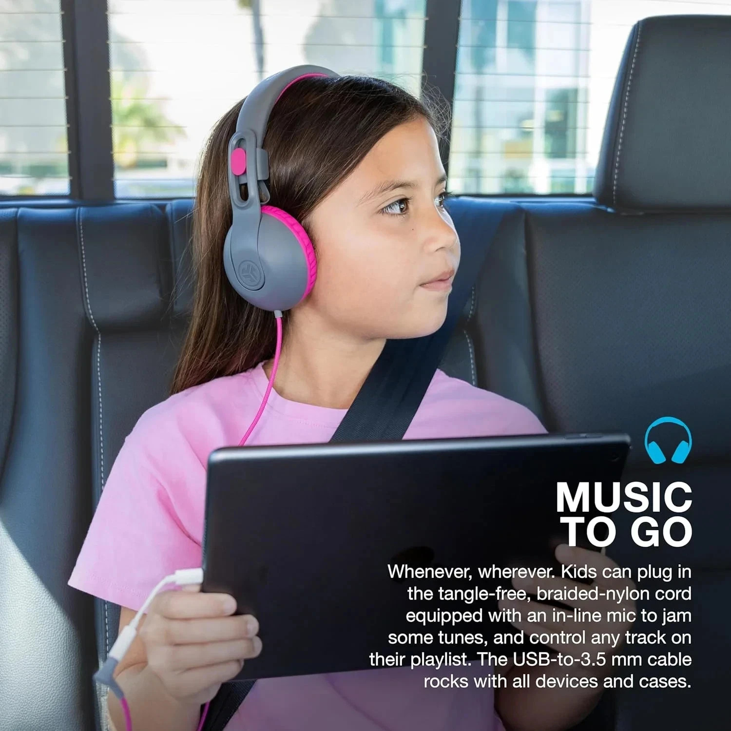 JLab JBuddies Studio 2 Kids Safe Wired Headphones, Volume Limiter, Foldable